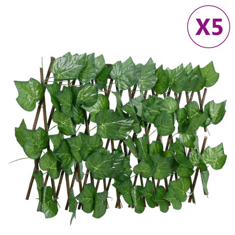Vidaxx Kunstpflanze Weinblattspalier 5 Stk. ausziehbar 180x20 cm grün