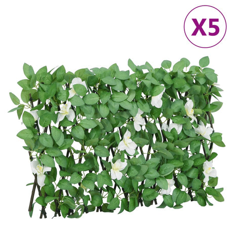 Vidaxx künstliche Efeupflanze am Spalier 5 Stück ausziehbar 180x30 cm grün