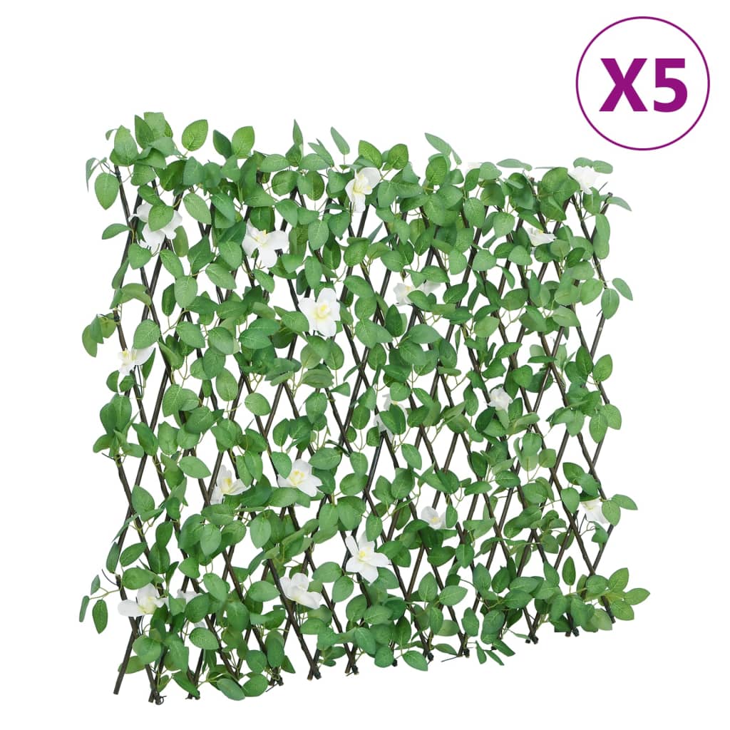 Vidaxx künstliche Efeupflanze am Spalier 5 Stück ausziehbar 186x30 cm grün