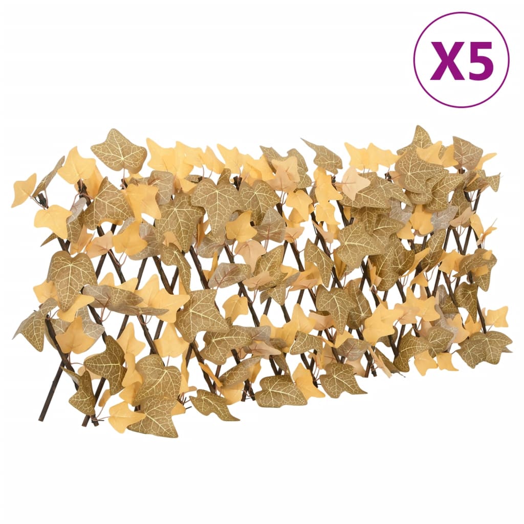 Vidaxx Kunstpflanze Ahornblatt-Spalier 5 Stk. ausziehbar 180x30 cm Orange