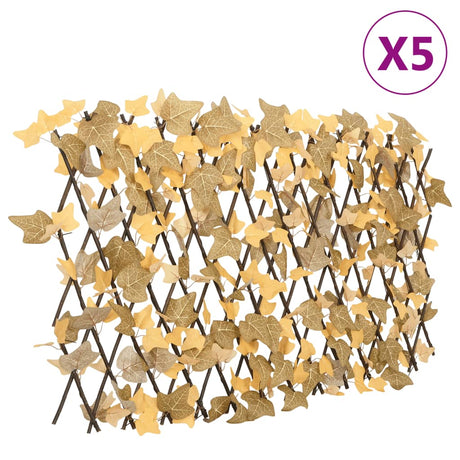 Vidaxx Kunstpflanze Ahornblatt-Spalier 5 Stk. ausziehbar 180x60 cm Orange