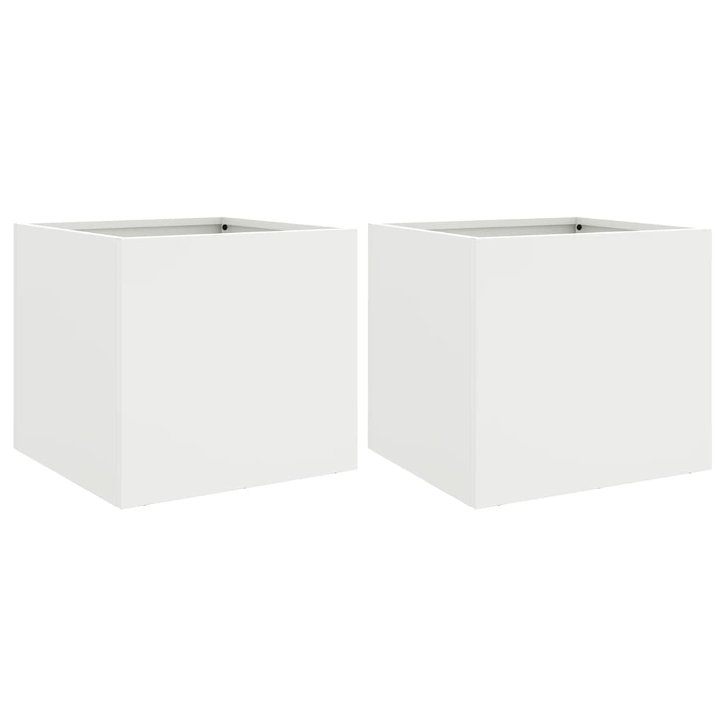 Vidaxx Pflanzgefäße 2 Stk. 32x30x29 cm Stahl weiß