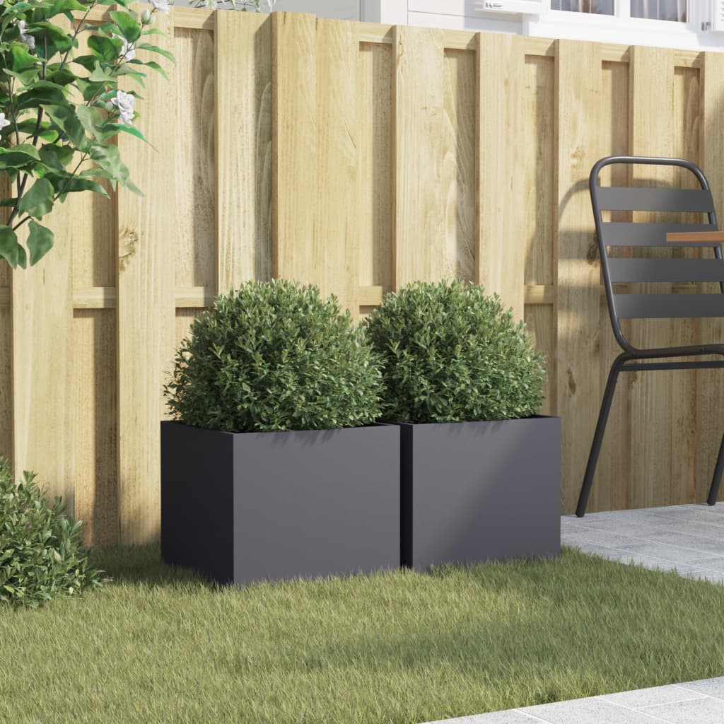 Vidaxl Planters 2 St 32x30x29 cm stålantrasitt -farget