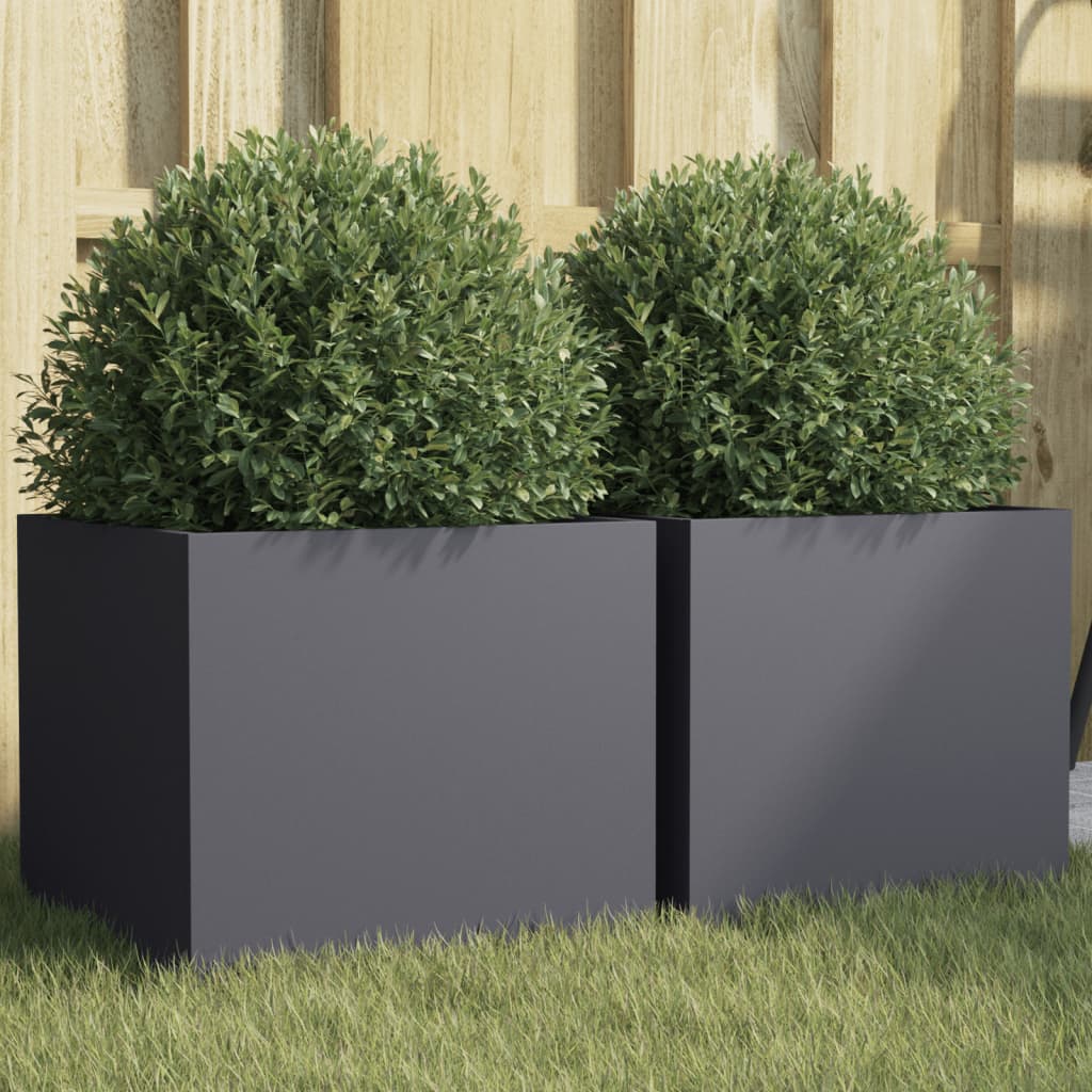 Vidaxl Planters 2 St 32x30x29 cm stålantrasitt -farget