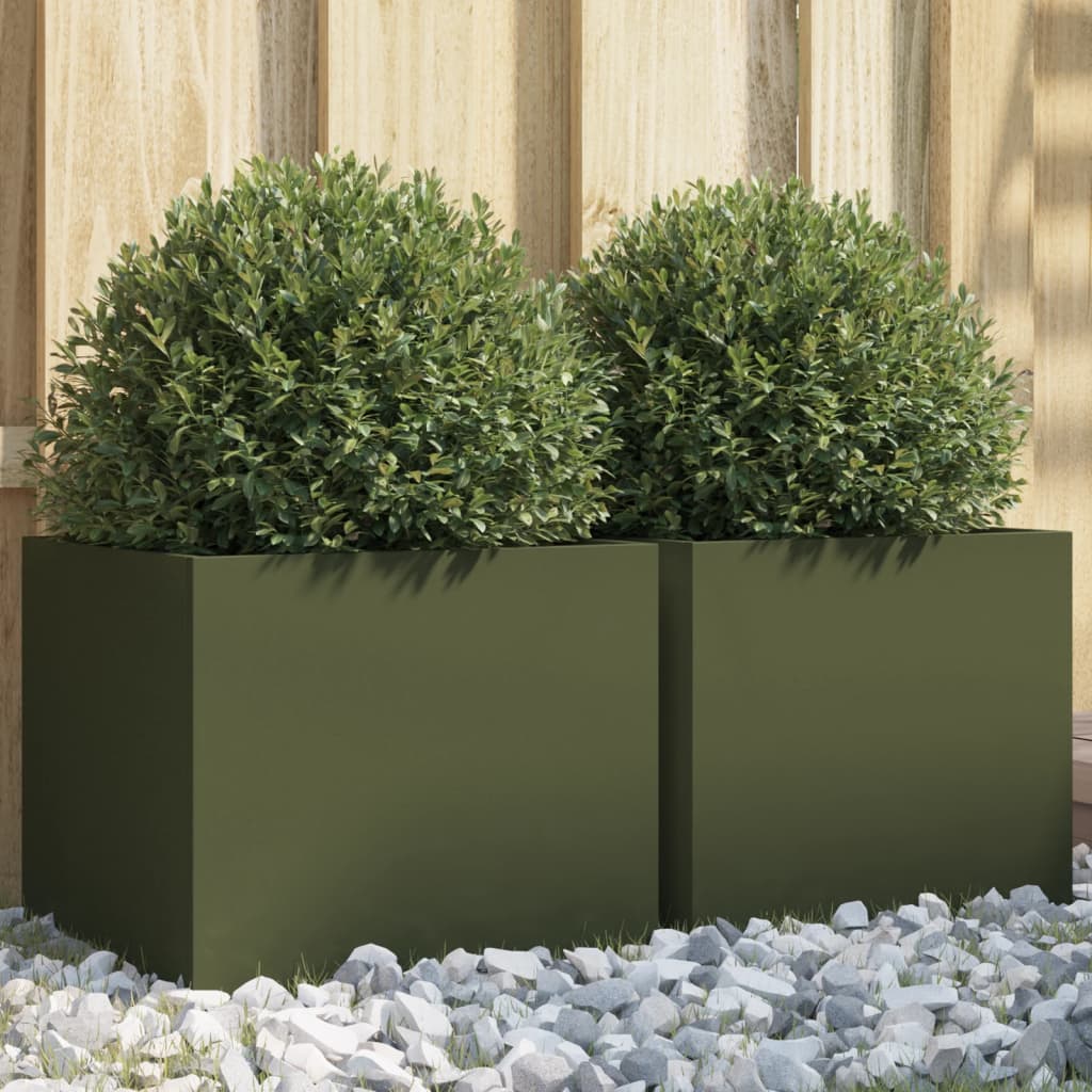 Vidaxx Pflanzgefäße 2 Stk. 32x30x29 cm Stahl olivgrün
