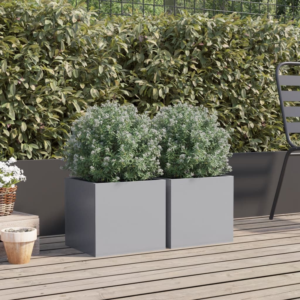 Vidaxl Planters 2 a 32x30x29 cm galvaniséiert Stol Sëlwerfaarf