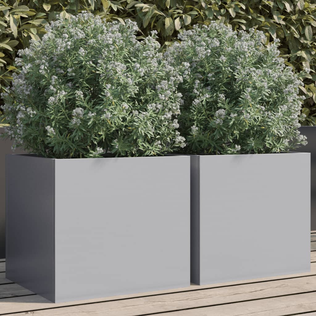 Vidaxl Planters 2 St 32x30x29 cm pocinkano jekleno srebrno barvo