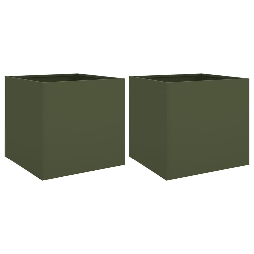 Vidaxl Planters 2 St 42x40x39 cm stål olivengrønn