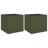 Vidaxl Planters 2 ST 42x40x39 cm en acier vert olive