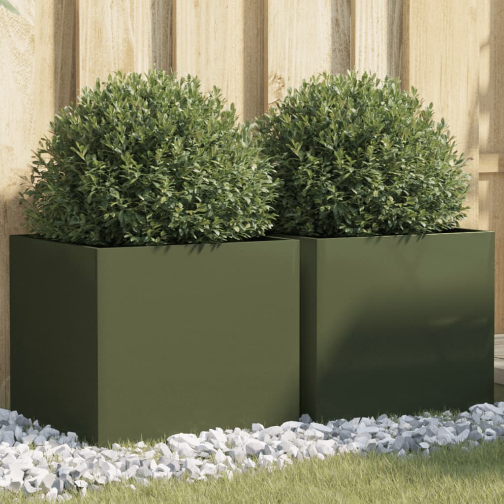 Vidaxl Planters 2 st 42x40x39 cm steel olive green