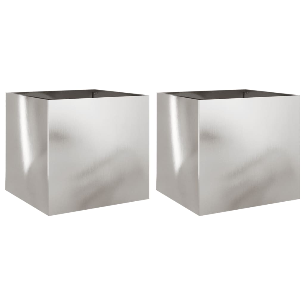 Vidaxx Pflanzgefäße 2 Stk. 42x40x39 cm Edelstahl silberfarben