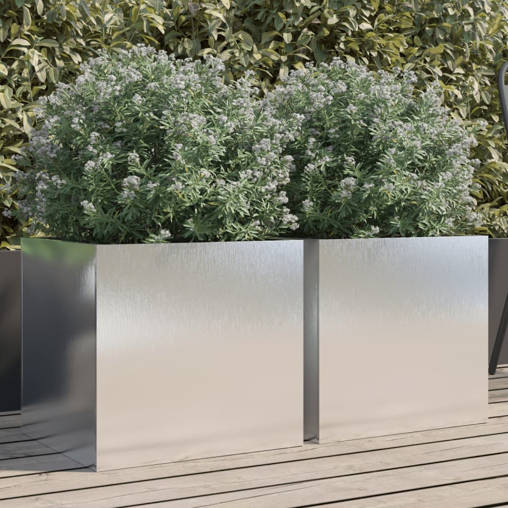 Jardinières vidaxl 2 st 42x40x39 cm en acier inoxydable en argent coloré