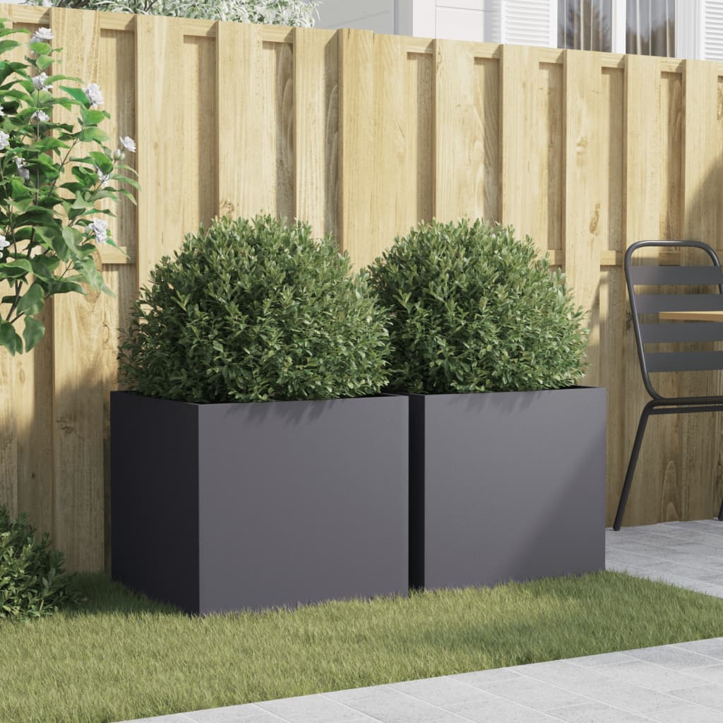 Vidaxl Planters 2 St 49x47x46 cm stålantrasitt -farget