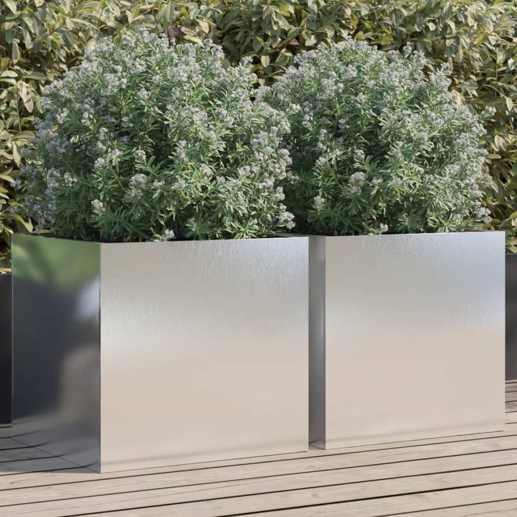 Jardinières vidaxl 2 st 49x47x46 cm en acier inoxydable en argent coloré