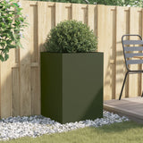 VidaXL Planter 52x48x75 cm steel olive green