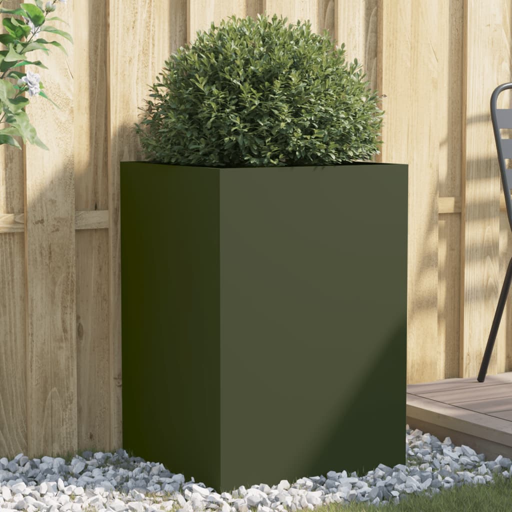 Vidaxl planter 52x48x75 cm stål olivengrøn