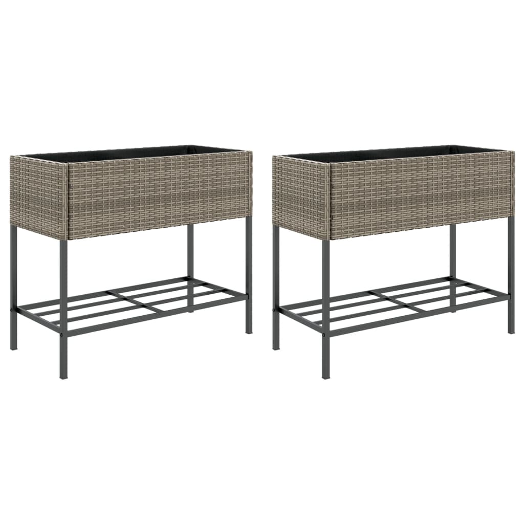 Sadilniki Vidaxl s policami 2 PCS 90x40x75 Poly rattan siva