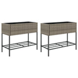 Vidaxl Planters med hylle 2 stk 90x40x75 Poly Rattan Grey