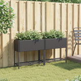 VidaXL Pflanzgefäße mit Regal 2 Stk. 70x28x70 Polyrattan schwarz