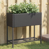 Sadzarki vidaxl z półką 2 szt. 70x28x70 poli rattan czarny