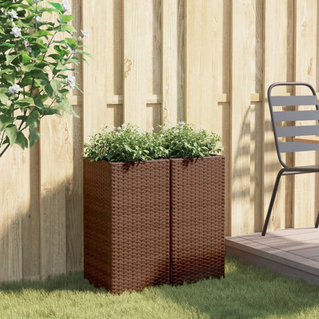 Vidaxx Pflanzgefäße 2 Stk. 30x30x60 cm Polyrattan braun