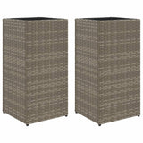 Vidaxl Planters 2 St 30x30x60 cm poli rattan siva