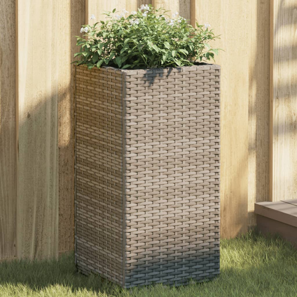 Vidaxl fioriere 2 St 30x30x60 cm poli rattan grigio