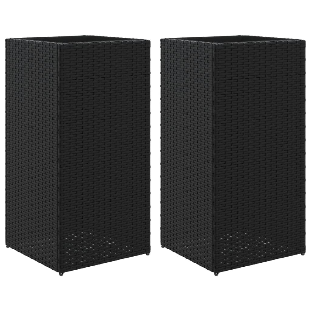 VidaXL Pflanzgefäße 2 Stk. 40x40x80 cm Polyrattan schwarz