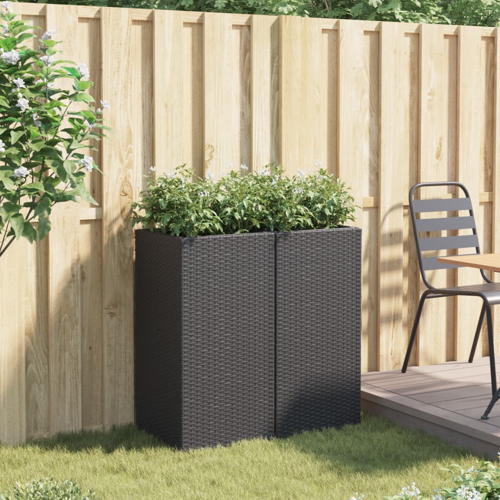 VidaXL Pflanzgefäße 2 Stk. 40x40x80 cm Polyrattan schwarz