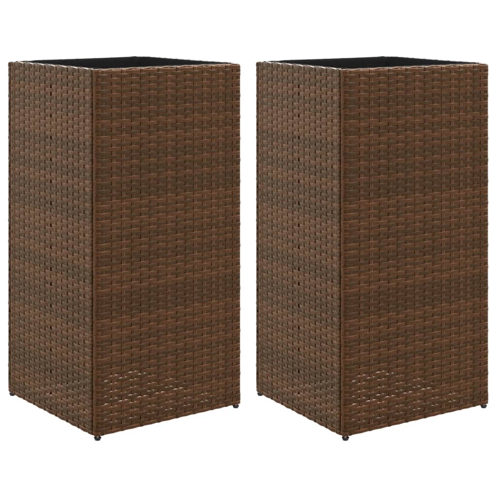 Vidaxl Planters 2 St 40x40x80 cm Poly Rattan Brown