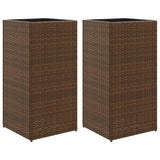 VIDAXL -Pflanzer 2 ST 40x40x80 cm Poly Rattan Braun