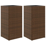 VidaXL Pflanzgefäße 2 Stk. 40x40x80 cm Polyrattan braun