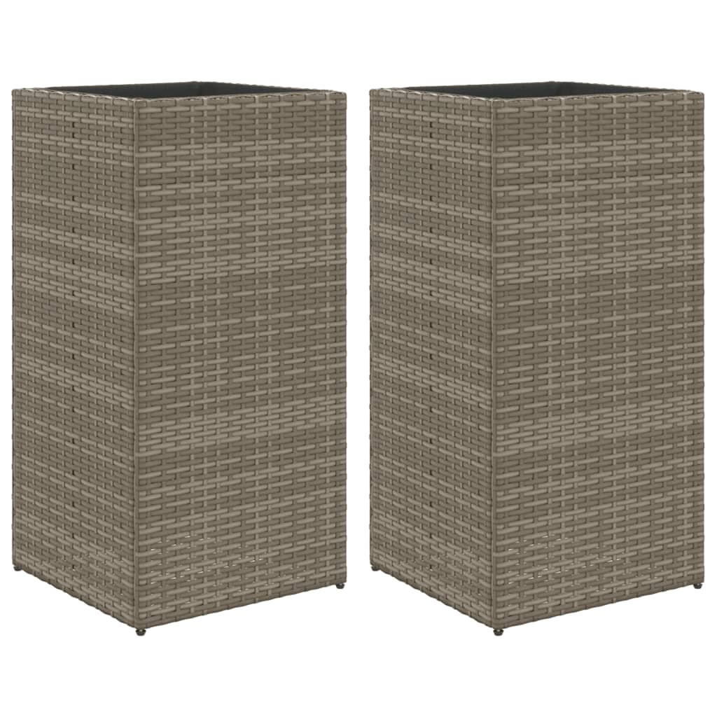 VIDAXL -Pflanzer 2 ST 40x40x80 cm Poly Rattan Grau