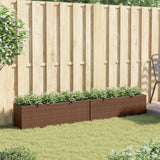 Jardinières vidaxl avec 3 pots 2 pcs 105x30x32 cm en brun en rotin