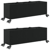 Vidaxl plantenbakken met wielen 2 st 107x32x38 cm poly rattan zwart