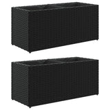 Vidaxl plantenbakken met 2 potten 2 st 72x30x32 cm poly rattan zwart
