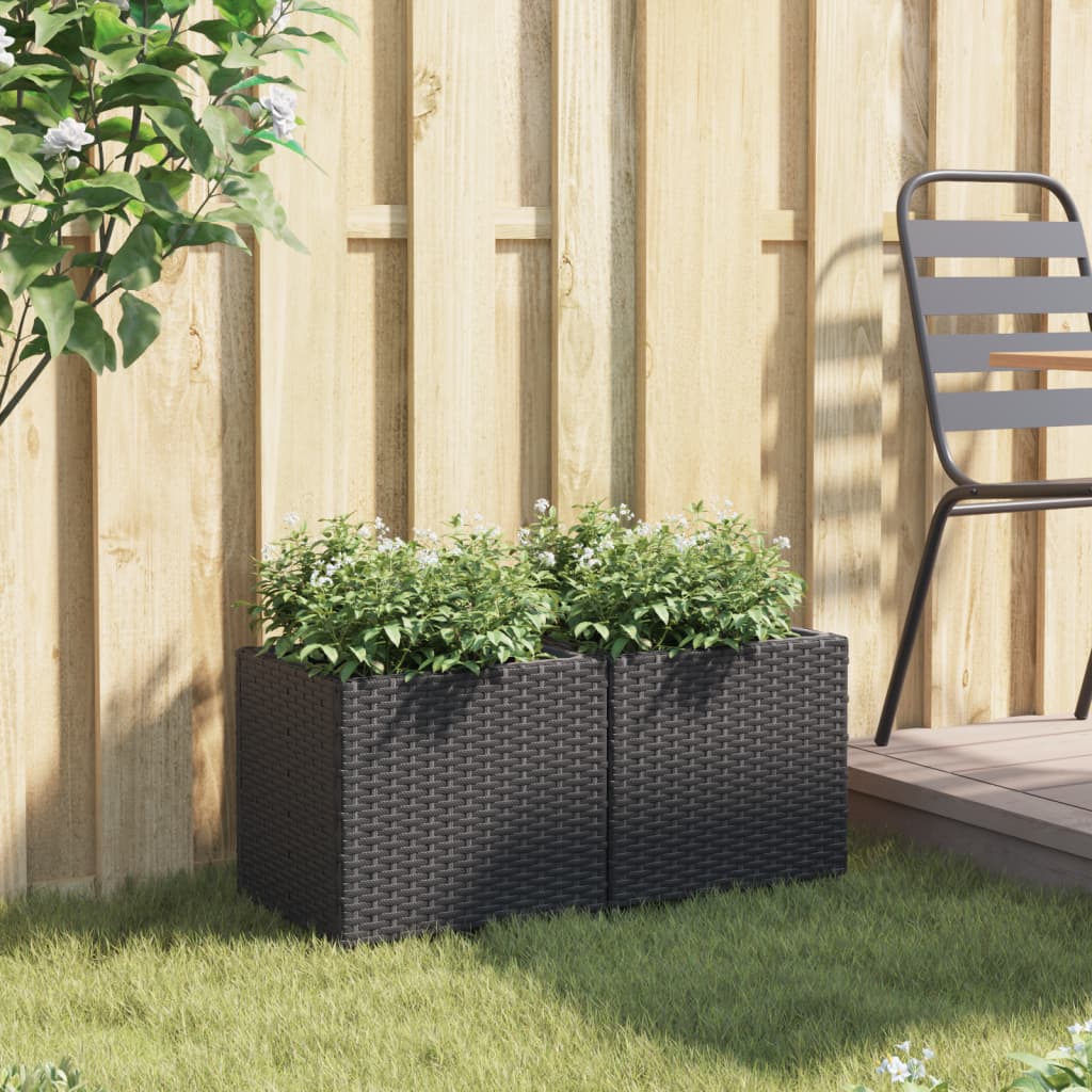 Vidaxl Planters 2 St 36x30x32 cm Poly Rattan Black