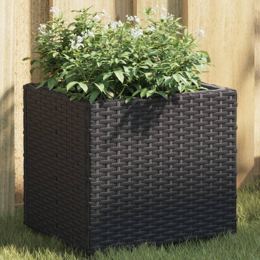 VidaXL Plantenbakken 2 st 36x30x32 cm poly rattan zwart