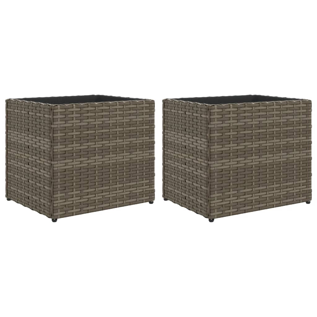 Vidaxl Planters 2 ST 36X30X32 CM Poly Rattan Grey