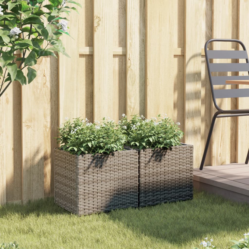 Vidaxl Planters 2 ST 36X30X32 CM Poly Rattan Gray