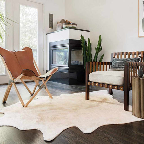 VidaXL Teppich 180x220 cm echtes Rindsleder beige