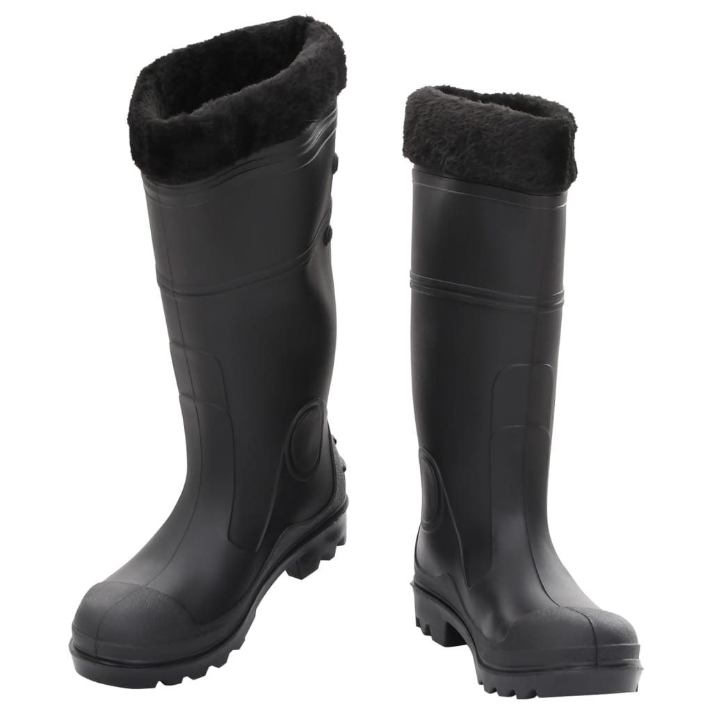 Botas de lluvia Vidaxl con calcetines extraíbles tamaño 40 PVC negro