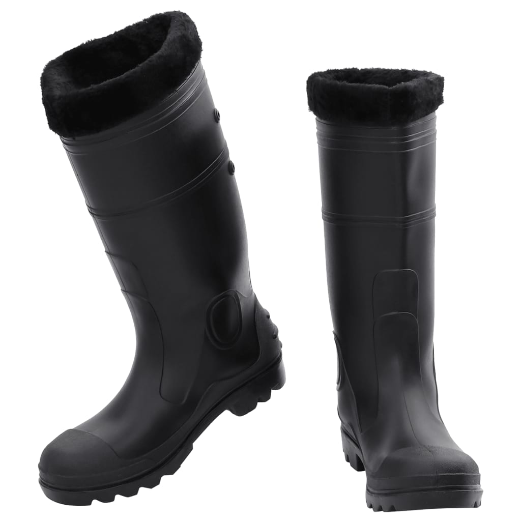 Botas de lluvia Vidaxl con calcetines extraíbles tamaño 41 PVC Negro