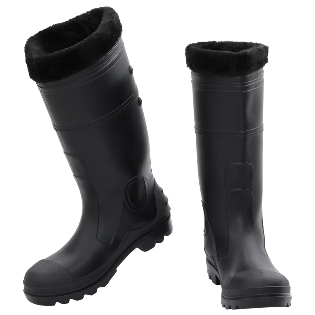 Botas de lluvia Vidaxl con calcetines extraíbles tamaño 42 PVC Negro