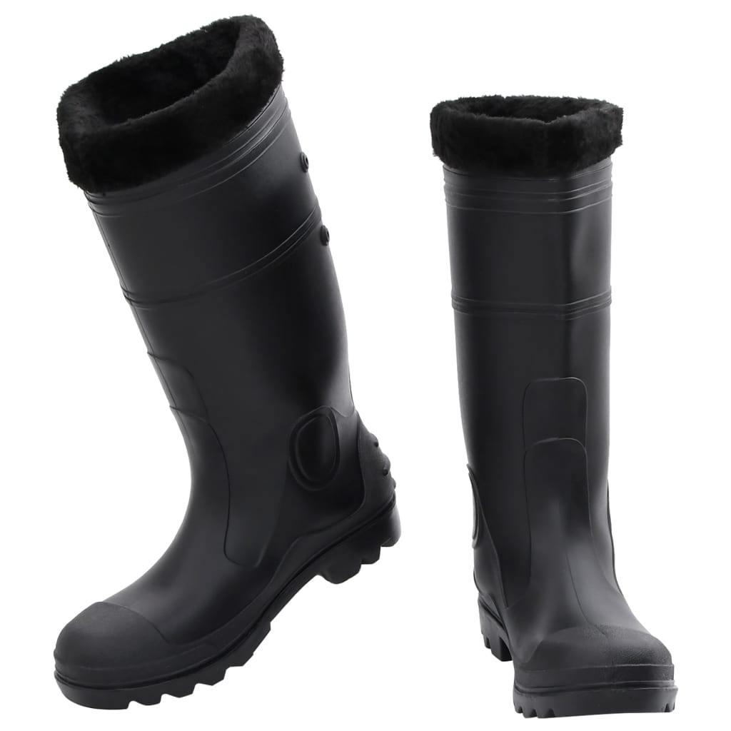 Vidaxl Rain Boots avec chaussettes amovibles Taille 43 PVC Black