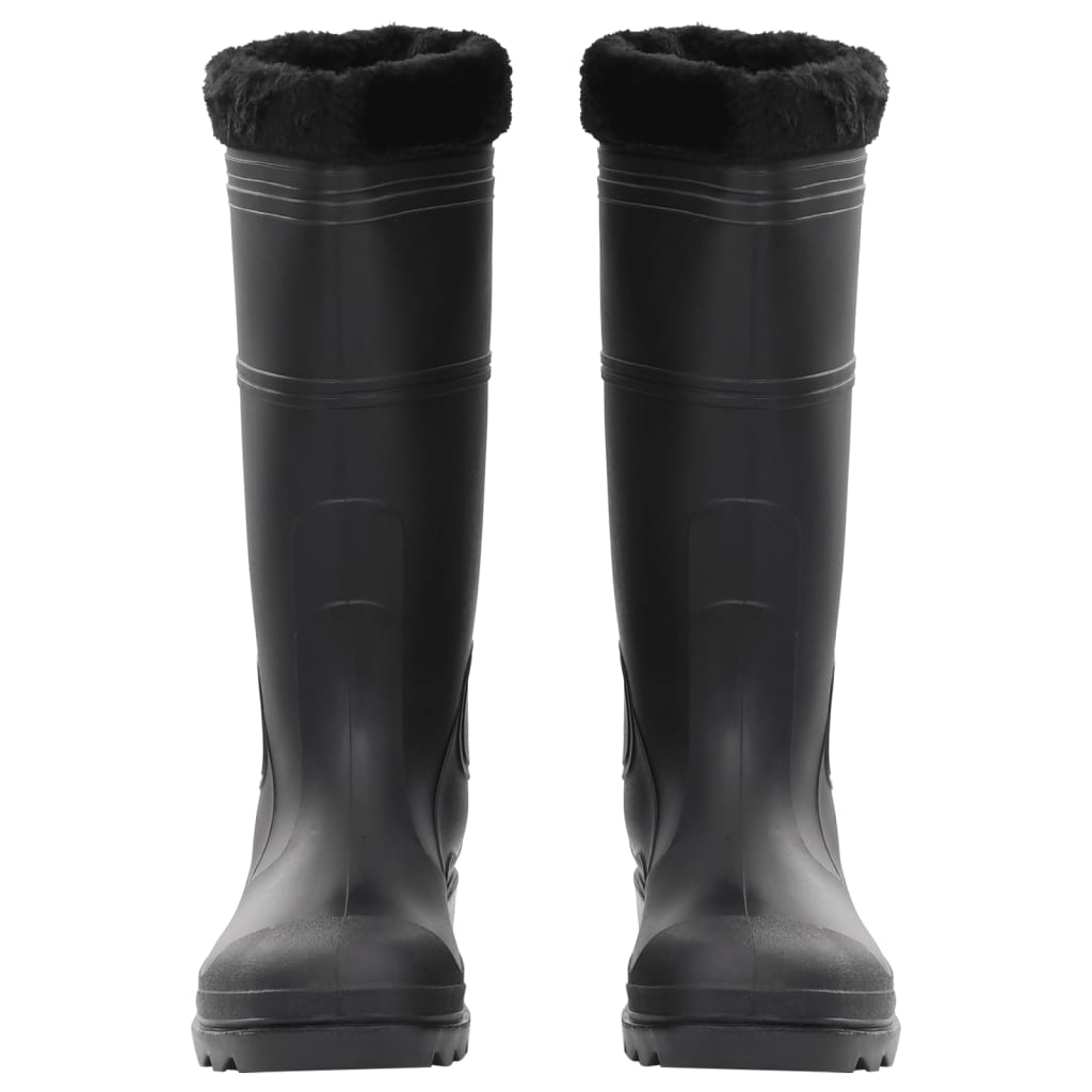 Botas de lluvia Vidaxl con calcetines extraíbles tamaño 45 PVC Negro