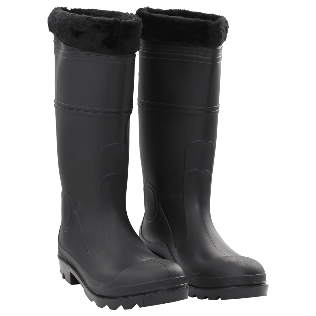 Botas de lluvia Vidaxl con calcetines extraíbles tamaño 46 PVC Negro