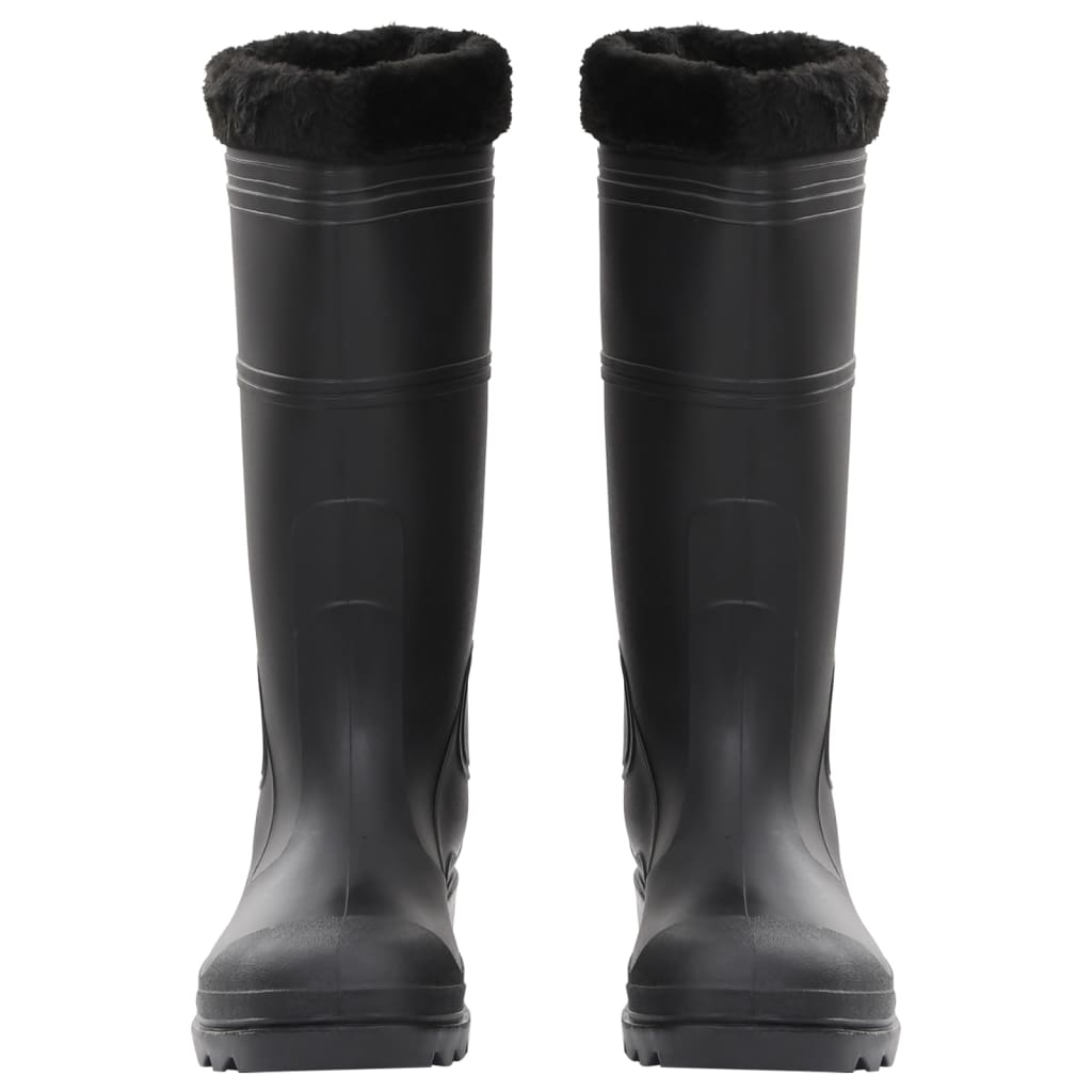 Botas de lluvia Vidaxl con calcetines extraíbles tamaño 46 PVC Negro