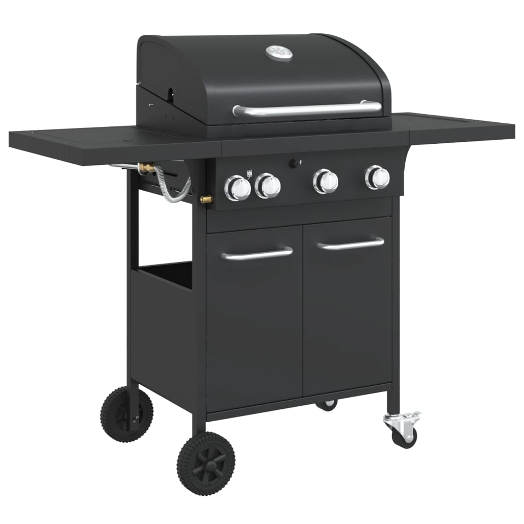 Vidaxl GasBarbeCue con 4 quemadores de acero con recubrimiento en polvo Negro