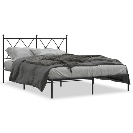Vidaxl bedframe met hoofdbord metaal zwart 135x190 cm